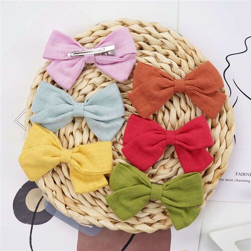 Bamboo Cotton and Linen Bow Hairpin Childrens Hairpin Bangs