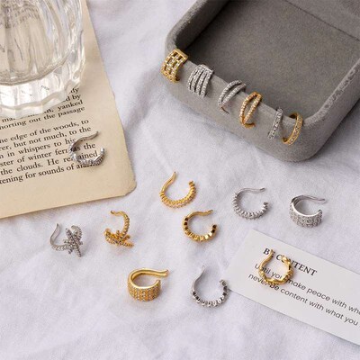 1PC Helix Cartilage False Piercing Adjustable Ear Cuff Cz Ea