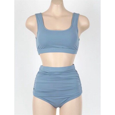 Retro Simple Highwaisted Hideflesh Conservative Separated Ve