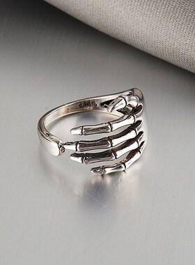 LATS Silver Color Trend Punk Rock Vintage Creative Skeleton