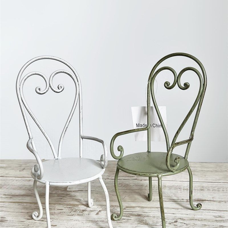 法式复古做旧铁艺迷你小椅子摆件装饰花园杂货微景观装饰2色,家居饰品,桌面摆件,淘宝优惠券,粉丝福利购,淘宝优惠卷