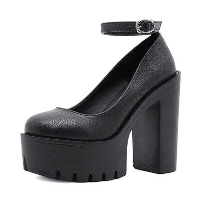 Gdgydh Womens Platform Chunky High Heels Ankle Buckle Strap