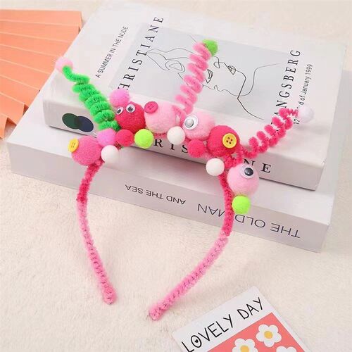 Colorful DIY Spring Kids Headband Cute Funny Twisted Pom Pom