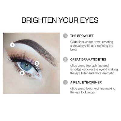 Women White Eyeliner Makeup Smooth Easy to Wear Eyes Brighte
