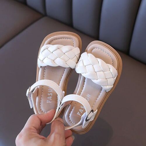 Toddler Shoes Girl Summer Braided Vacation Square Toe Cute C