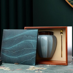 茶叶包装礼盒空盒陶瓷罐散茶半斤单罐1克竹制包装高端茶礼定制