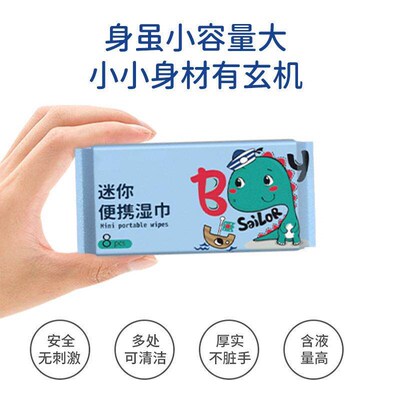 Mini portable wet wipes, small pack portable cleaning wet wi