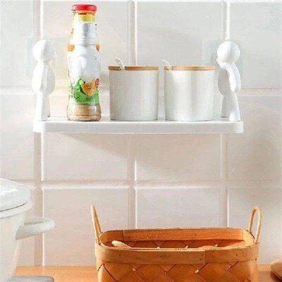 Self-adhesive Bathroom Shampoo Storage Racks Plastic Shelf