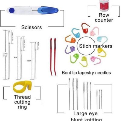 38pcs/setf Crochet Hooks Set Crochet LargeEye Blunt Yarn Wea