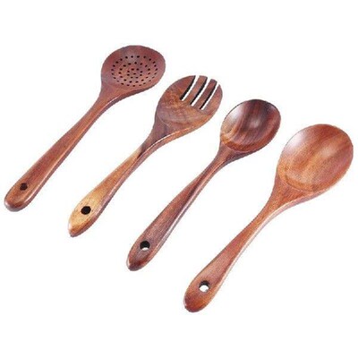 Wooden Kitchen Cooking Utensils, 7 Pcs Wooden Spoons And