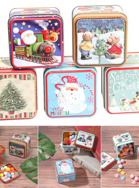 Christmas Cartoon Storage Candy Tin Box Candy Jar Christmas