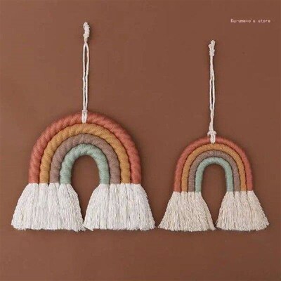 Rainbow Wall Hanging Ornament Handmade Weaving Macrame Home