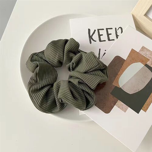 2023 New Solid Color Corduroy Stripe Hair Scrunchie Elastic