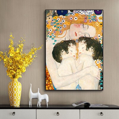 Famous Posters and Print Mother Love Twins Baby By Gustav Kl