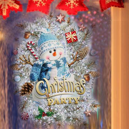 New Snowman Christmas Stickers Wall Window Stickers Snowflak