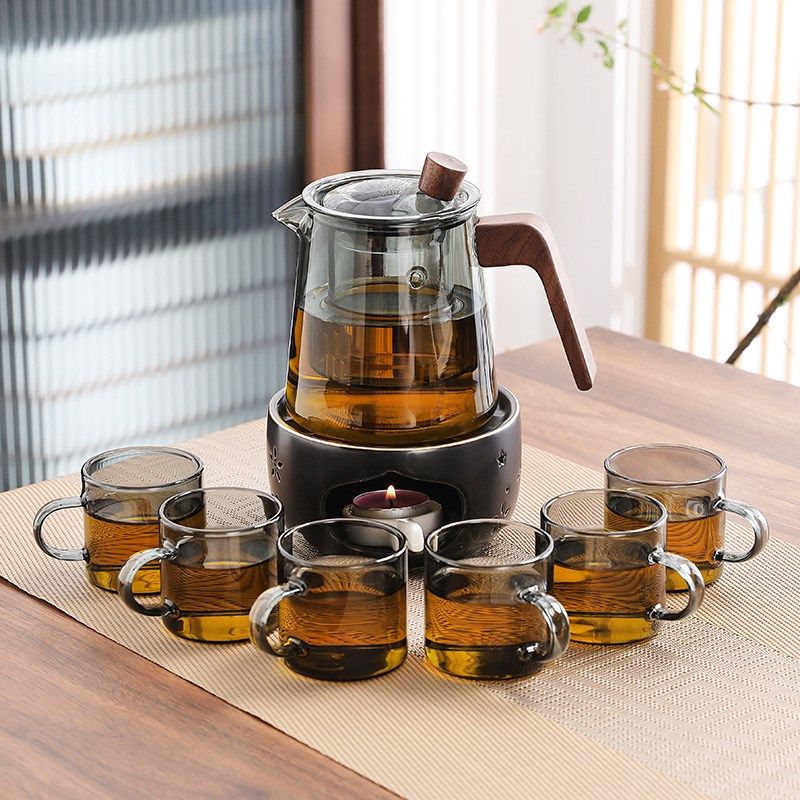水果花茶壶茶具装现代养生茶水分离杯餐厅茶饮杯蜡烛加热炉茶壶