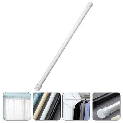 Bath Curtain Rod White 50 80CM Hole Free Telescopic Drying