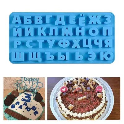 3D Russian Alphabet Silicone Mold Letters Chocolate Mold Cak