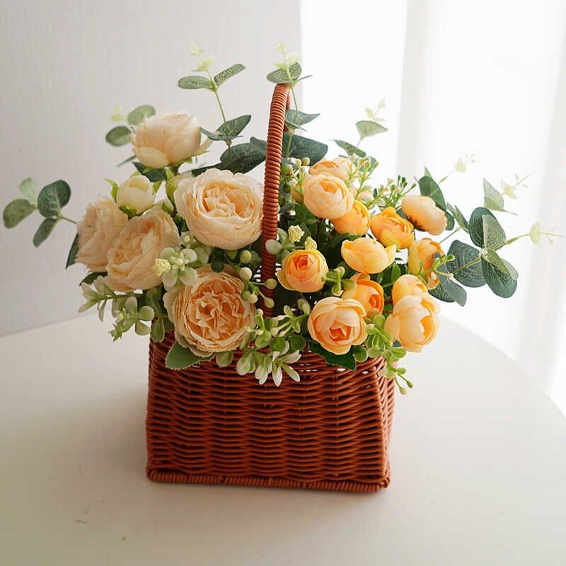 假花仿真花 花篮客厅摆件 塑料花束装饰花餐桌摆花干花插花艺绢花,家居饰品,仿真花/假花,淘宝优惠券,粉丝福利购,淘宝优惠卷