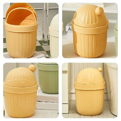 Cute Desktop Trash Can Mini Cactus Garbage Can Tiny Plastic