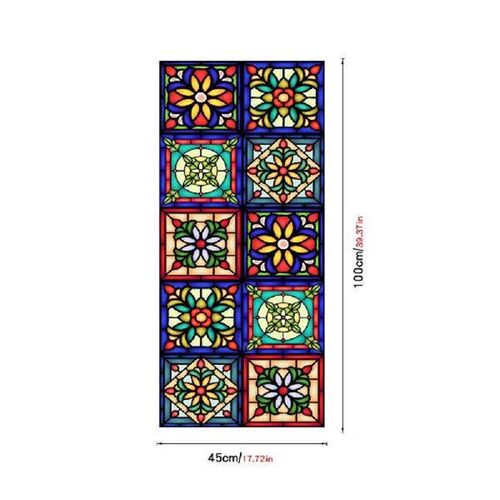 1 PVC sheet Colorful Stained Glass Window Film Retro