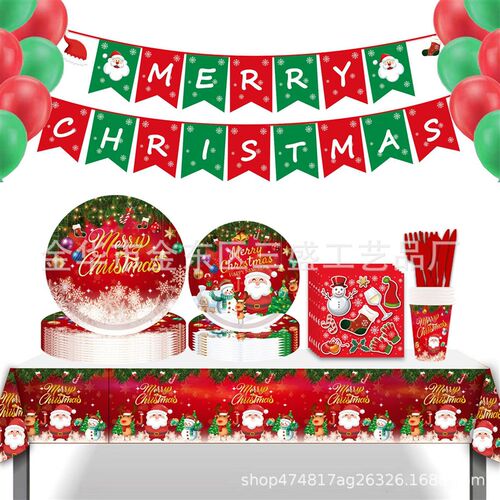 Christmas festive party disposable tableware Christmastablew