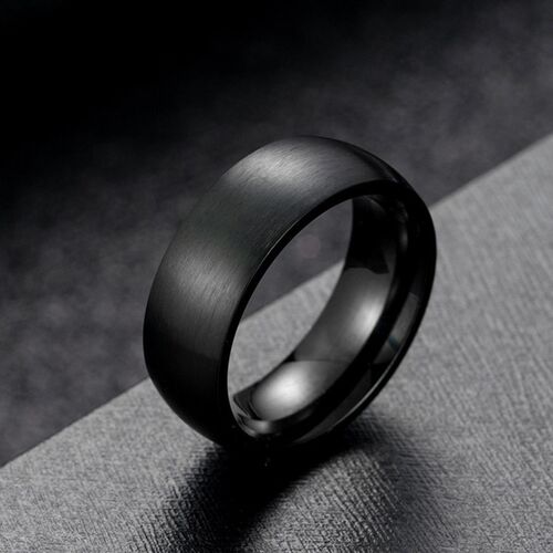 Classic Men Stainless Steel Rings Black Solid Simple Vintage