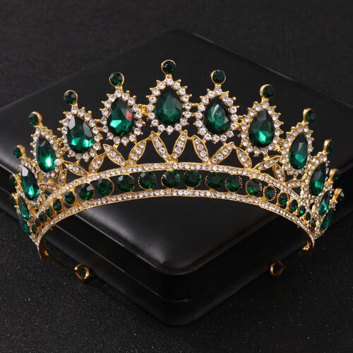 Baroque Green Crystal Tiaras And Crowns Rhinestone Prom Brid
