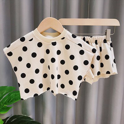 Summer kids girls clothes outfits sets baby polka dot loose