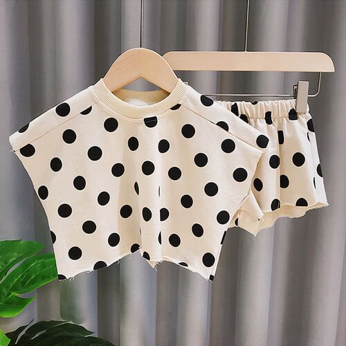 Summer kids girls clothes outfits sets baby polka dot loose