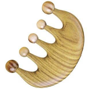 良工好物按摩梳绿檀木梳头部经络梳子头疗女头皮防宽齿脱发牛角梳