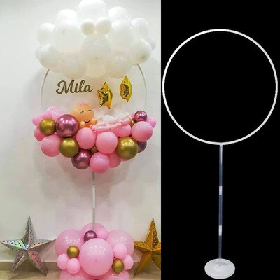 1/2set Round Balloons Stand Holder Plastic Balloon Arch Hoop