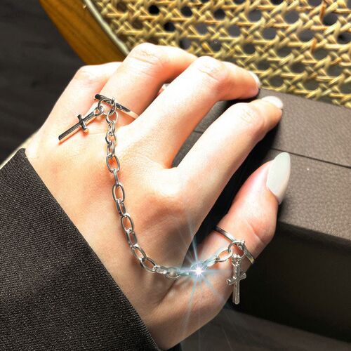 Punk Cool Hiphop Chain Rings Multi-layer Adjustable Open Fin