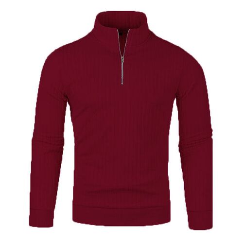 Mens Half-turtleneck Zipper Knitwear Sweater Mens Autumn L