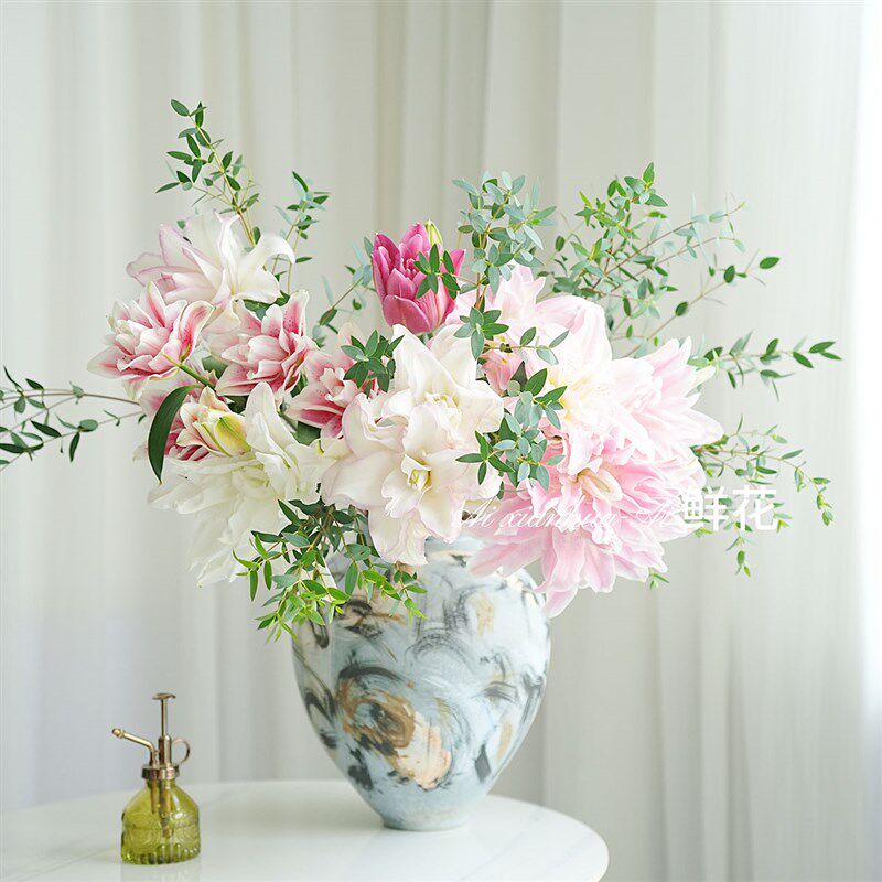 稀有混搭多色重瓣百合花鲜花家居办公插花水养有香味云南直发送花
