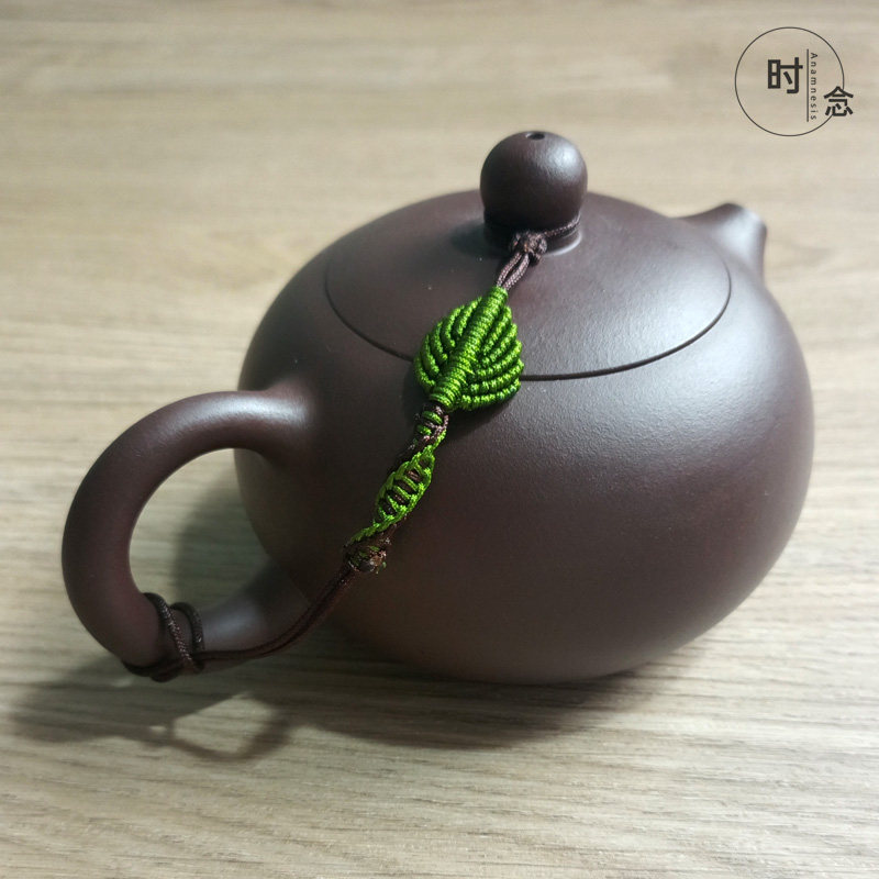 时念手工栓石瓢紫砂壶盖防摔绳结杯子固定保护连接线挂件茶具配饰