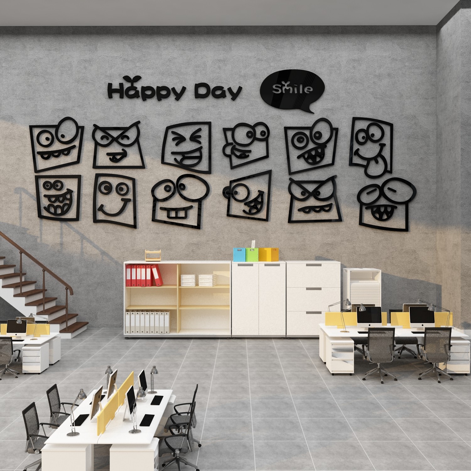 办公室墙面装饰画公司文化墙企业会议励志背景微笑脸墙贴氛围布置,家居饰品,文化墙贴,淘宝优惠券,粉丝福利购,淘宝优惠卷