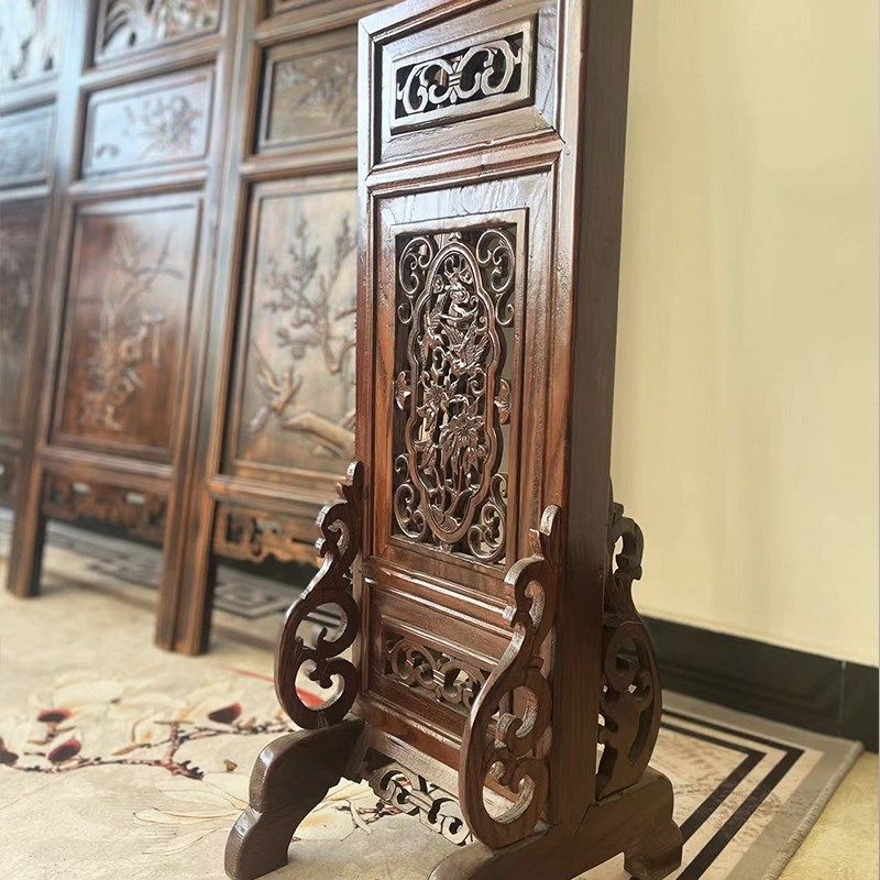 落地灯实木中式宫灯笼茶楼酒店灯架民宿装饰灯明清仿古雕花升降灯