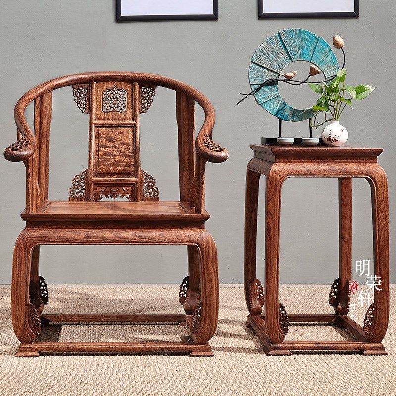 明荣轩红木家具刺猬紫檀 皇宫椅圈椅实木中式单人椅太师椅 三件,住宅家具,红木椅凳,淘宝优惠券,粉丝福利购,淘宝优惠卷