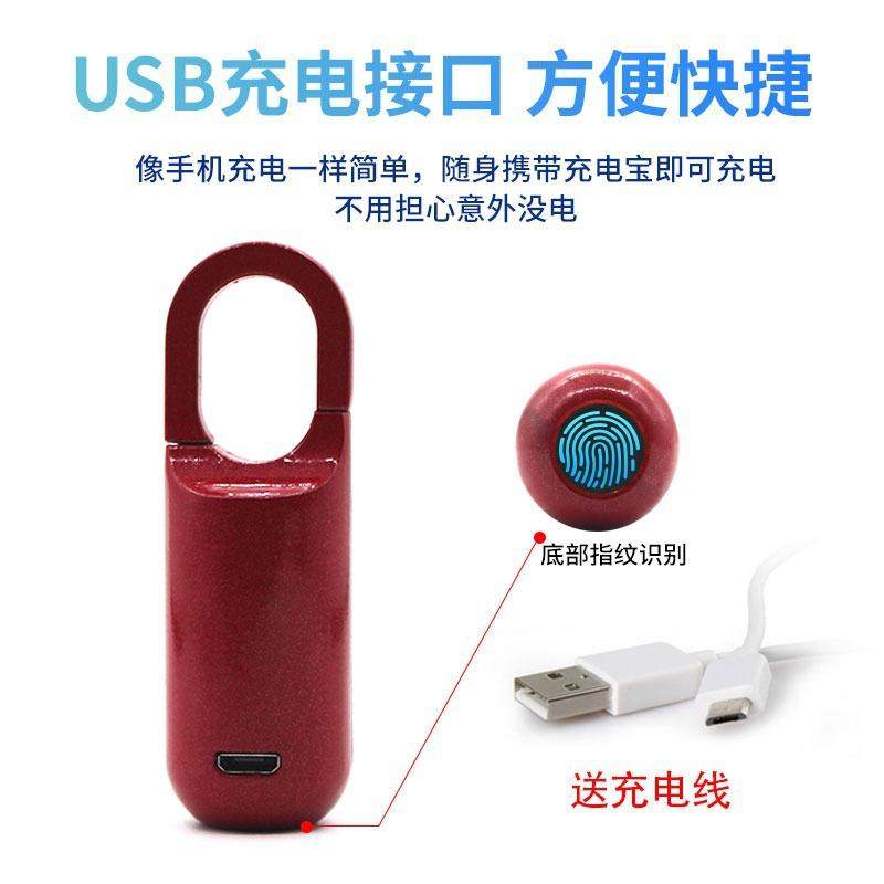 指纹挂锁锁智能柜子行李书包宿舍箱防盗迷你密码小号小小型盒子子