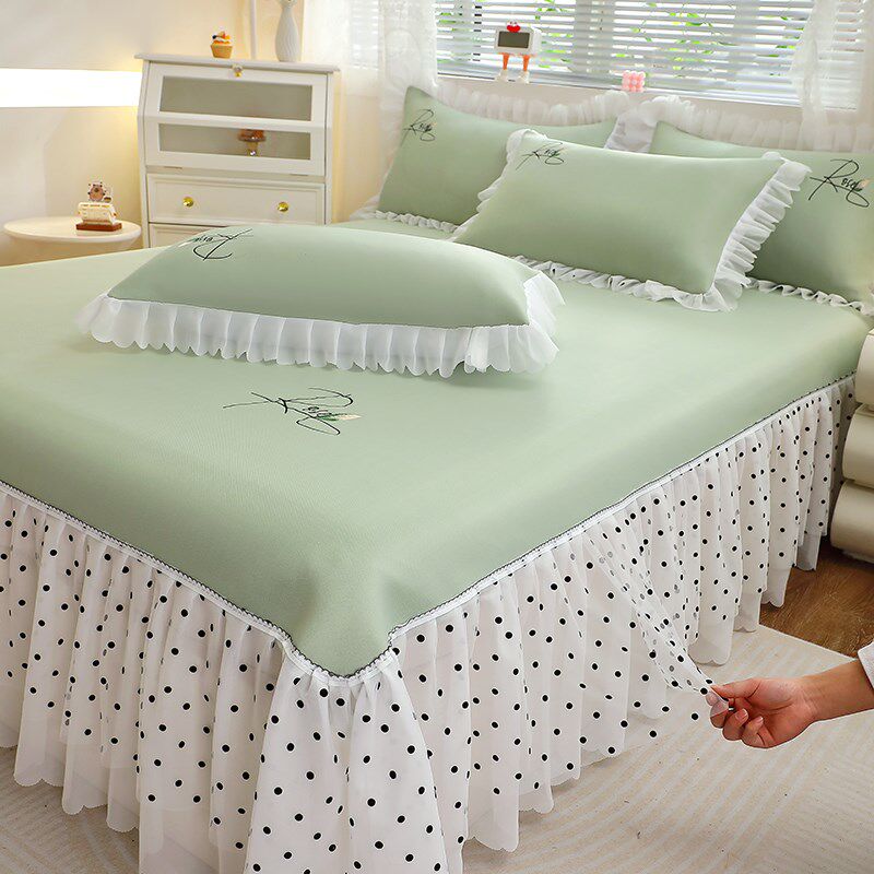 凉感冰丝凉席三件公主风床裙款20新款可机水洗夏季空调软席子,床上用品,冰丝席,淘宝优惠券,粉丝福利购,淘宝优惠卷