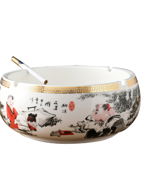 金边陶瓷烟灰缸特大号家用客厅个性办公室宾馆防风烟缸定制LODO