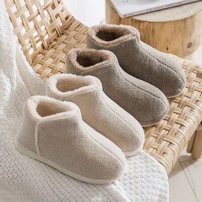 2023 Warm Plush Winter Shoes Women Men Indoor Slippers Anti-
