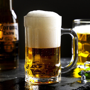 带把手玻璃杯家用杯子喝水杯泡茶杯大容量0ml啤酒杯扎啤杯加厚
