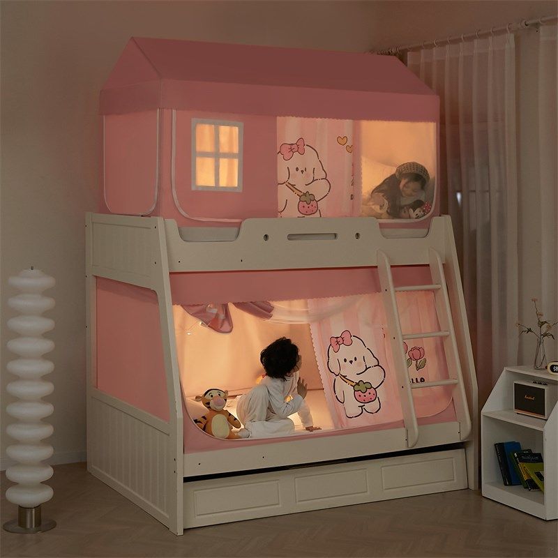 粉色儿童子母床蚊帐遮光床帘一体式卧室上下铺梯形专用1.5米,床上用品,蚊帐,淘宝优惠券,粉丝福利购,淘宝优惠卷