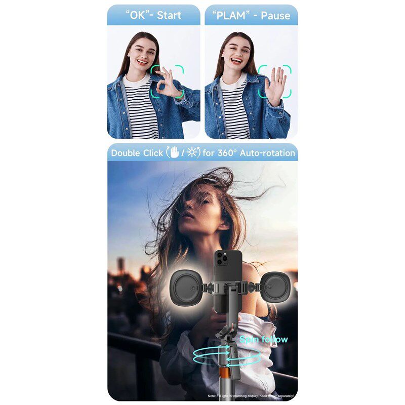 180cm70.9in Facial Tracking 360Rotation Gimbals Stabilizer