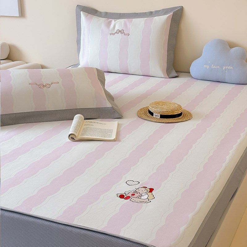 高端凉席三件夏季可机洗冰丝席床笠款可水洗夏天儿童空调席,床上用品,冰丝席,淘宝优惠券,粉丝福利购,淘宝优惠卷