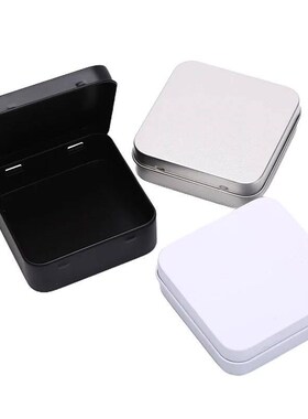 Mini Metal Tins Container Square Hinged Flip Storage Tin Box