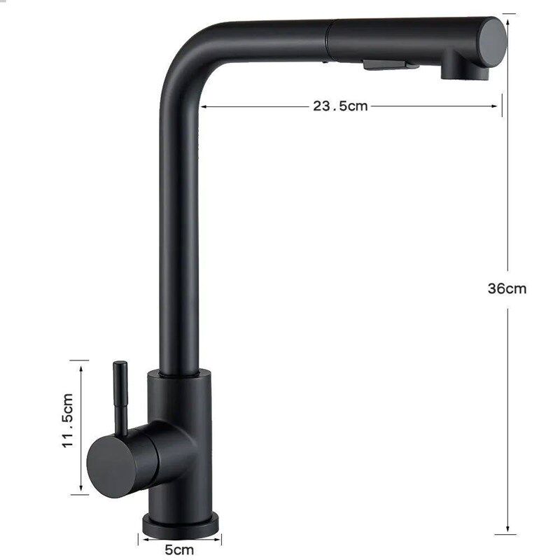 Black Pull Out Kitchen Sink Faucet Flexible 2 Modes Sream &