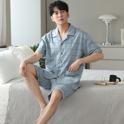 M-4XL Plus Size High Quality Men Pyjamas Summer Thin Short S